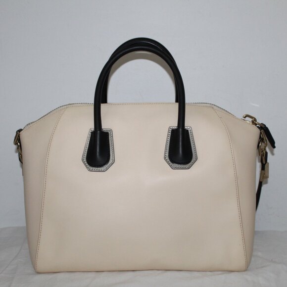 Givenchy Antigona Tri Color Cream Black Silver Top Zip Shoulder Bag Tote Duffle - Picture 2 of 12